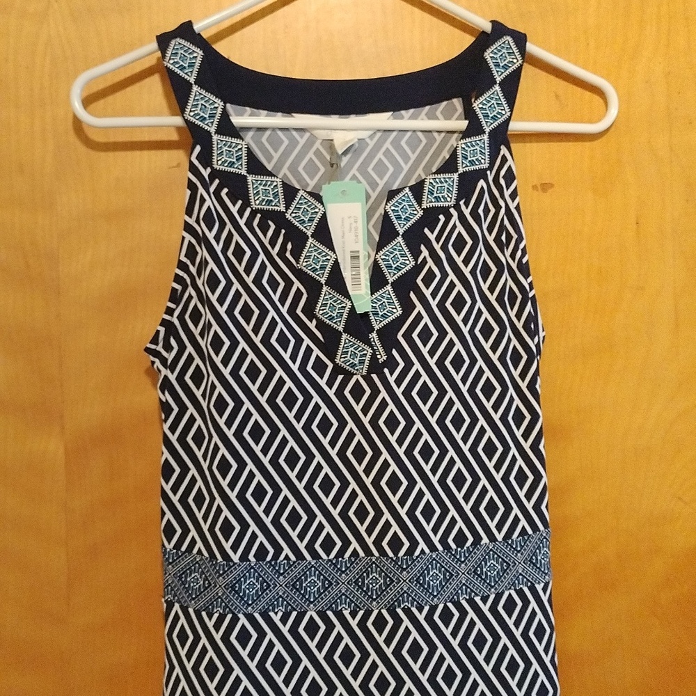 Magnolia Grace Winslow Embroidered Knit Maxi Dress. Color Navy
